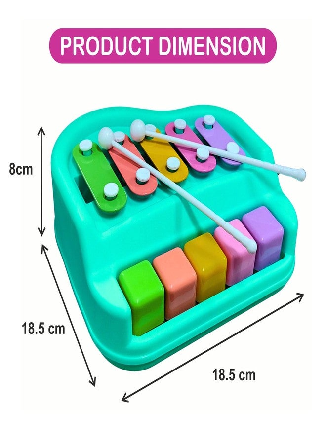RAINBOW RIDERS Small Xylophone Musical Instrument 2 in 1 Piano and Xylophone Toy with Colorful Keys and Mallets Educational Musical Toy for Toddlers, Babies, Boys, and Girls (Light Green) - Image 2